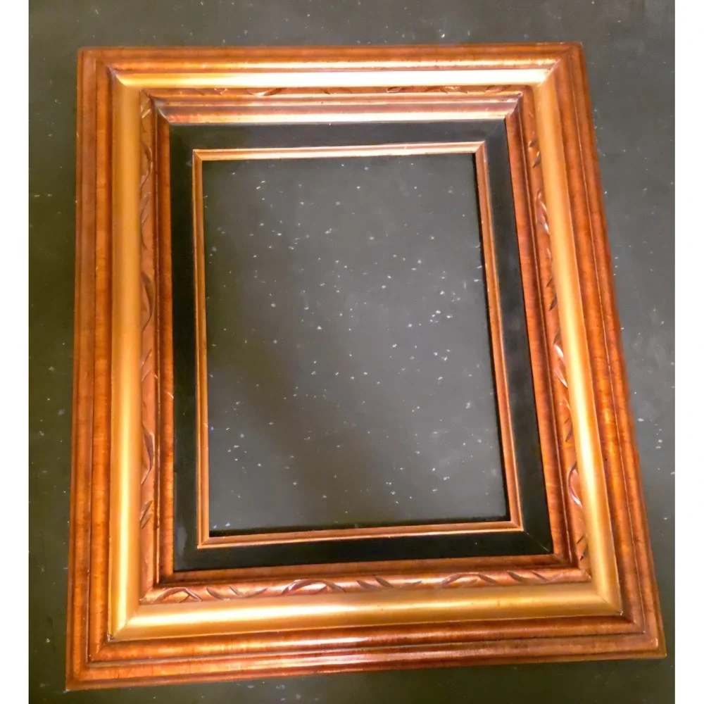 Vintage GOLD GILT CARVED Velvet & WOOD PICTURE FRAME Hecho en Mexico